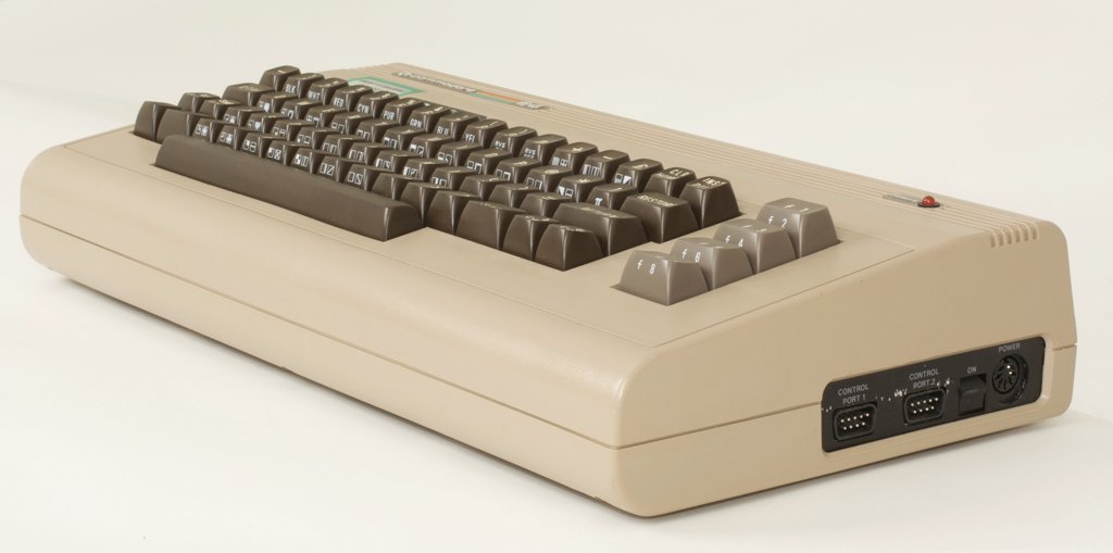 Beige Commodore 64 home computer keyboard viewed from above